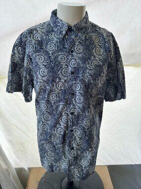 Ruffini Italy Men's Blue Floral Hawaiian Shirt Size XL Cotton